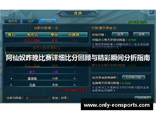 阿仙奴昨晚比赛详细比分回顾与精彩瞬间分析指南